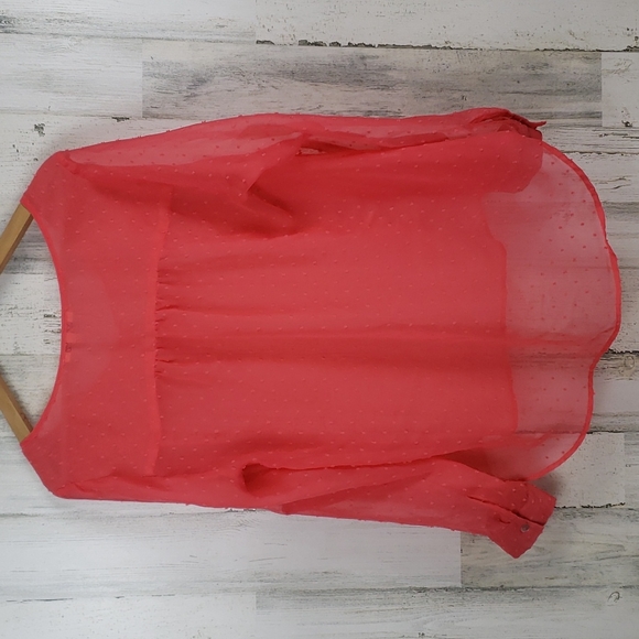 Black Rainn coral swiss dot sheer high low hemline blouse Size Large - Picture 3 of 4